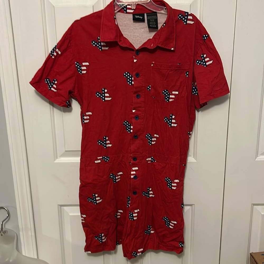 Disney Americana Sz Medium Shorts Romper American Flag Mickey GUC B87
